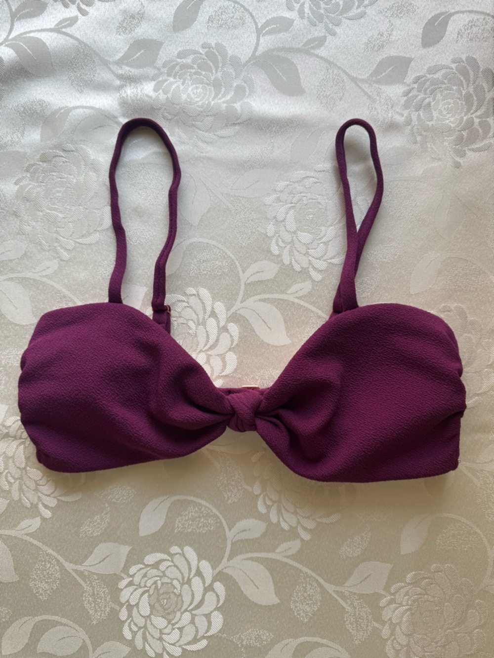 Knot-Front Bikini Top in Deep Plum - Size S